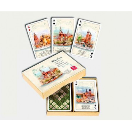 KRAKÓW AKWARELE - komplet brydżowy 2x55 kart